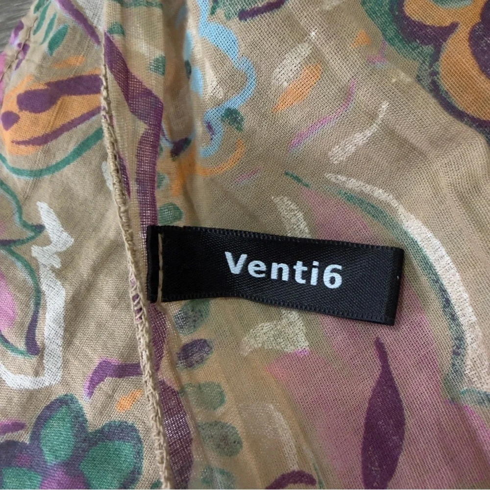 Venti6 Spring Floral Print Tie-Front Top Beige Multi Size M